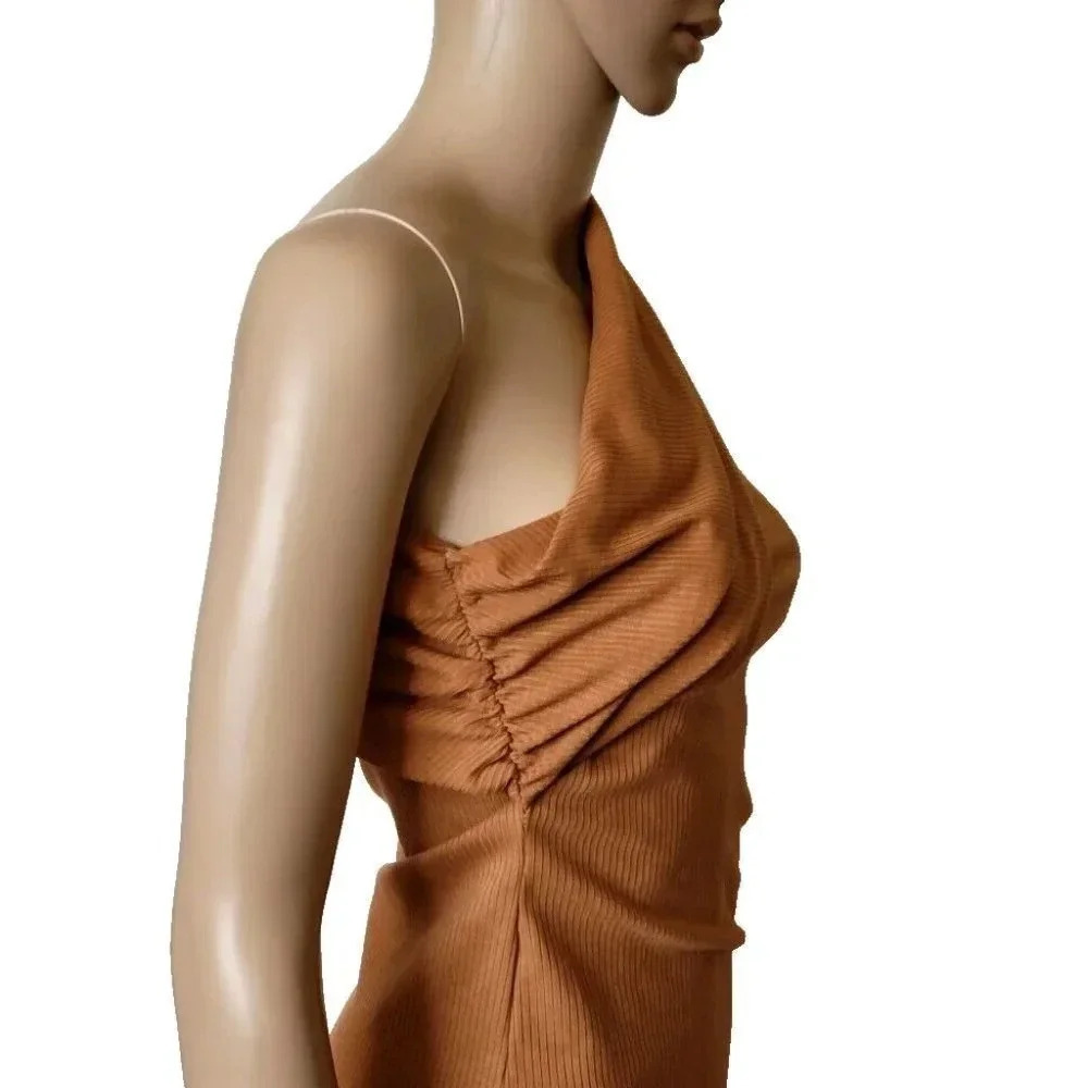 House Of Harlow 1960 Ribbed Knit One Shoulder Midi Bodycon Dress Size S - Picture 8 of 9